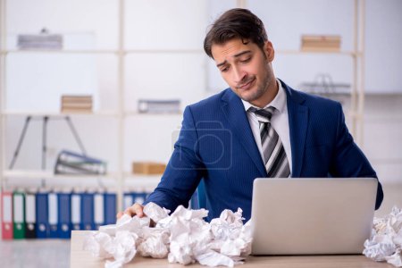 Photo for Young businessman employee in brainstorming concept - Royalty Free Image