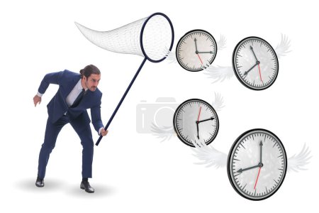 Photo for Deadline concept with the businessman catching clocks - Royalty Free Image