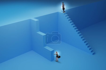 Photo for Gender inequality in the career ladder concept - Royalty Free Image