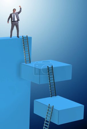 Photo for The businessman climbing blocks in challenge business concept - Royalty Free Image