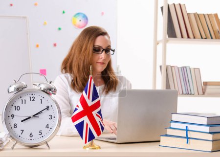 Photo for The female english language teacher in time management concept - Royalty Free Image