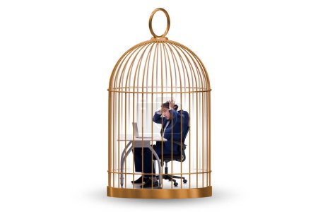 Foto de Empresario atrapado en la jaula en concepto de negocio - Imagen libre de derechos