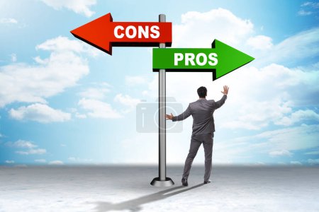 Concept of the choosing pros and cons