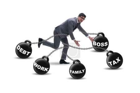 Photo for Businessman struggling with many priorities in the life - Royalty Free Image