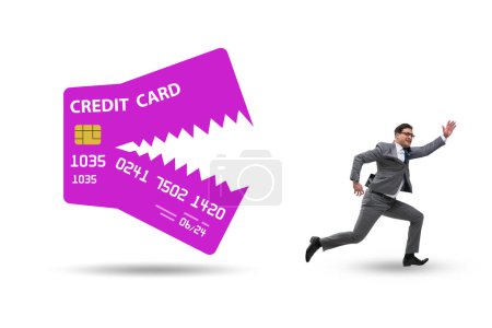 Téléchargez les photos : Businessman in the credit card debt concept - en image libre de droit
