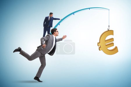 Photo for Business people chasing euro on the fishing rod - Royalty Free Image