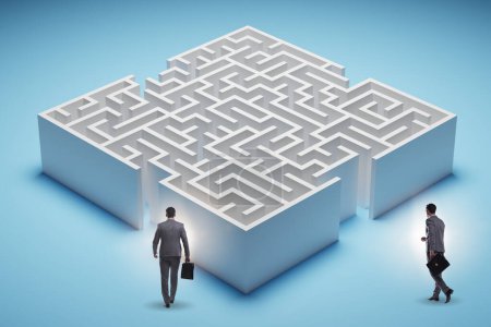 Photo for Businessman trying to find a way out of the maze - Royalty Free Image