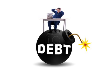 Foto de Concepto de deuda y préstamo con la bomba explosiva - Imagen libre de derechos