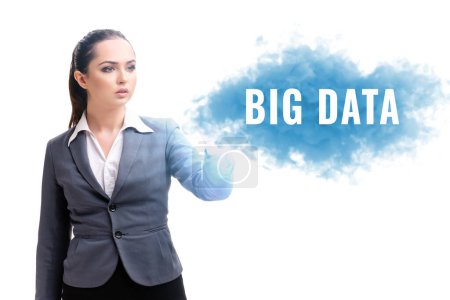 Photo for Big data concept with people pressing virtual buttons - Royalty Free Image