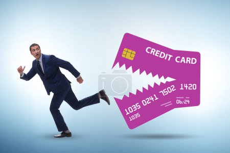 Foto de Empresario en el concepto de deuda de tarjetas de crédito - Imagen libre de derechos
