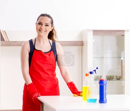 Photo for The young beautiful woman cleaning apartment - Royalty Free Image