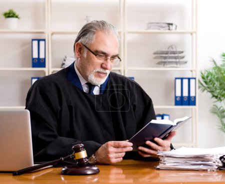Téléchargez les photos : L'avocat âgé qui travaille au palais de justice - en image libre de droit