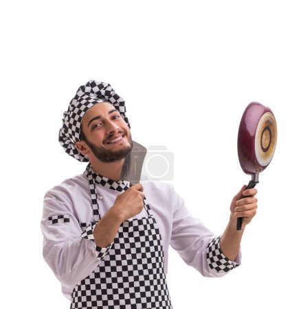 Téléchargez les photos : Le cuisinier mâle isolé sur le fond blanc - en image libre de droit