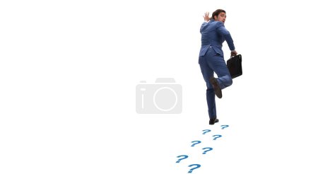 Photo for The businessman walking away on question footpath - Royalty Free Image