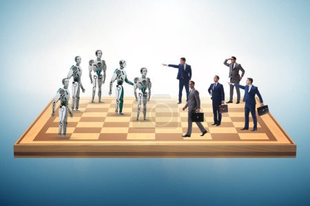 Photo for Concept of chess played by the humans versus robots - Royalty Free Image