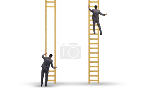 Photo for Unfair competition concept with people climbing the stairs - Royalty Free Image