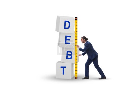 Téléchargez les photos : Concept d'évaluation de la dette avec l'homme d'affaires - en image libre de droit