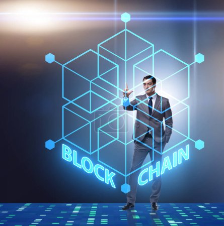 Photo for The young businessman in innovative blockchain concept - Royalty Free Image