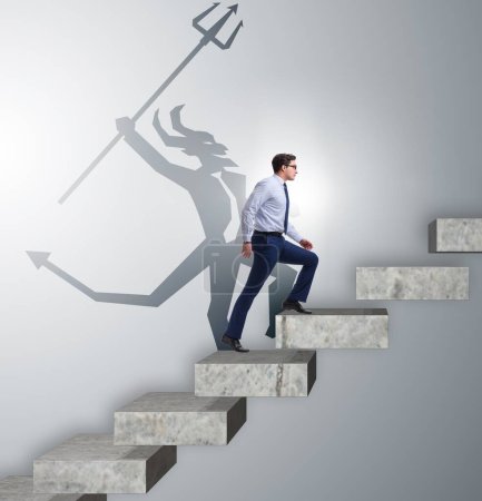 Photo for The businessman with alter ego climbing career ladder - Royalty Free Image