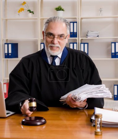 Téléchargez les photos : L'avocat âgé qui travaille au palais de justice - en image libre de droit