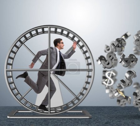 Photo for The business concept with businessman running on hamster wheel - Royalty Free Image