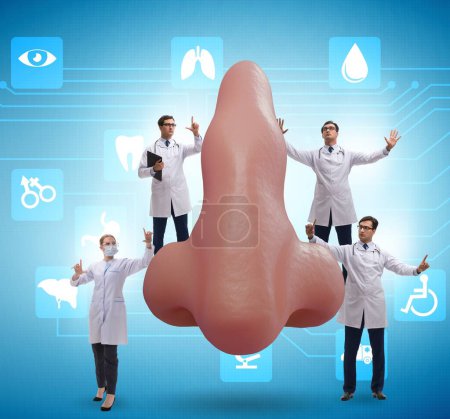 Photo for The doctors doing plastic nose surgery - Royalty Free Image