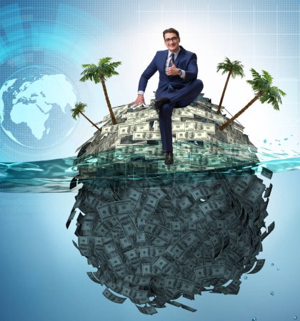 Téléchargez les photos : Le concept des comptes offshore avec l'homme d'affaires - en image libre de droit