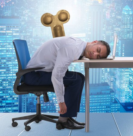 Photo for The employee losing energy from too much work - Royalty Free Image
