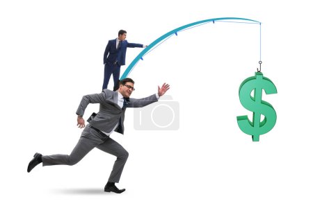 Photo for Business people chasing dollar on the fishing rod - Royalty Free Image