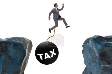 Photo for Concept of tax burden with businessman over the chasm - Royalty Free Image