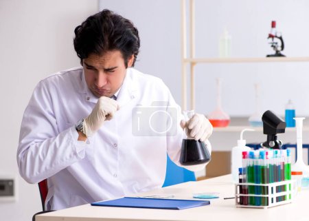 Photo for The young handsome chemist working in the lab - Royalty Free Image