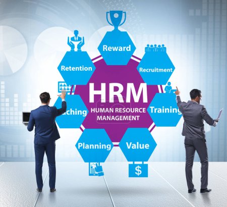 Foto de HRM - Concepto de gestión de recursos humanos con el empresario - Imagen libre de derechos