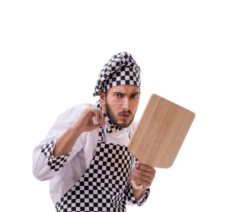Téléchargez les photos : Le cuisinier mâle isolé sur le fond blanc - en image libre de droit