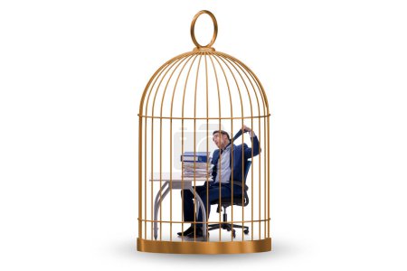 Foto de Empresario atrapado en la jaula en concepto de negocio - Imagen libre de derechos