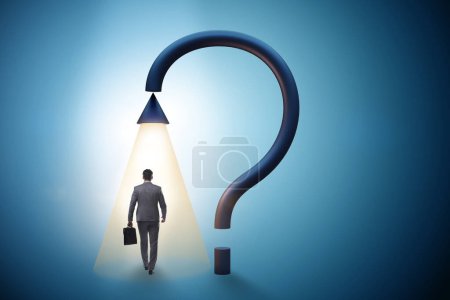 Photo for Concept with question mark and the businessman - Royalty Free Image