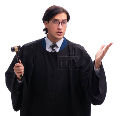 Téléchargez les photos : Le jeune beau juge isolé sur blanc - en image libre de droit
