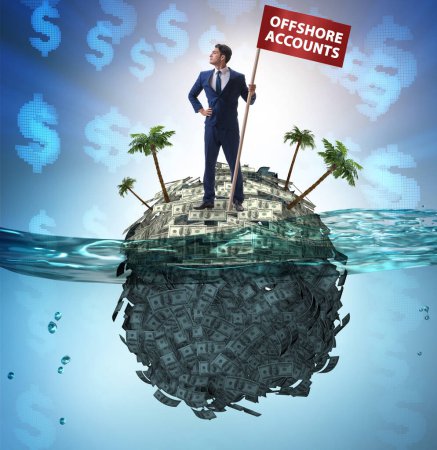 Téléchargez les photos : Le concept des comptes offshore avec l'homme d'affaires - en image libre de droit