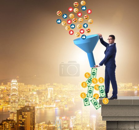 Photo for Social network monetization concept with the businessman - Royalty Free Image