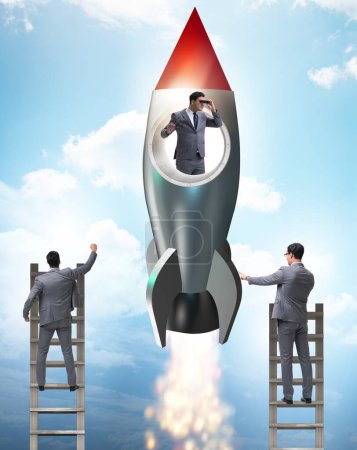 Photo for The competition concept with businessman on rocket - Royalty Free Image