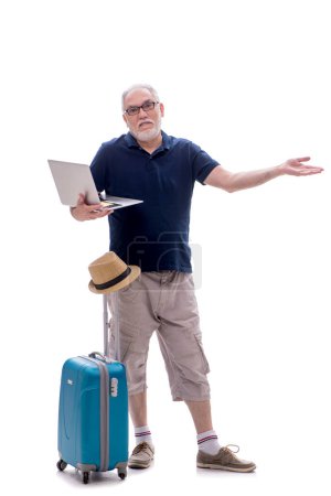 Photo for Old businessman in travelling concept isolated on white - Royalty Free Image