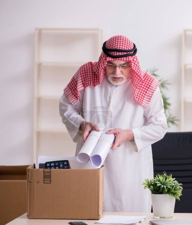 Photo for Old arab businessman in the office relocation concept - Royalty Free Image