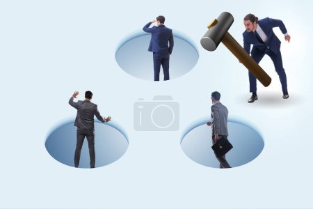 Photo for Game of mole hole in business environment - Royalty Free Image