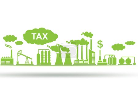 Foto de Concepto de impuesto sobre el carbono con la planta industrial - Imagen libre de derechos