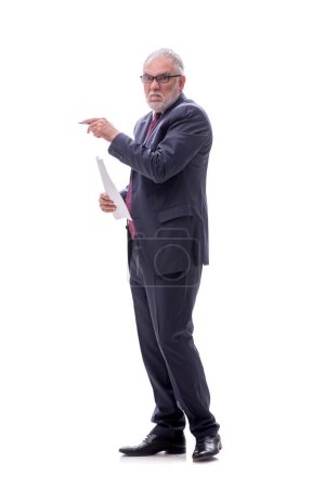 Foto de Viejo empleado masculino aislado en blanco - Imagen libre de derechos