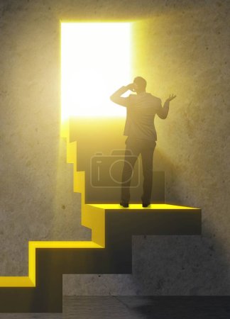 Photo for The young businessman climbing career ladder - Royalty Free Image