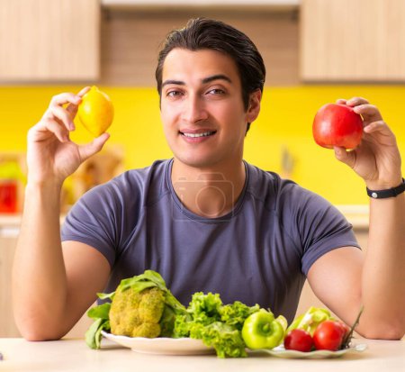 Photo for The young man in dieting and healthy eating concept - Royalty Free Image