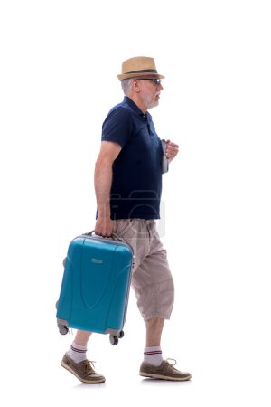Photo for Old businessman in travelling concept isolated on white - Royalty Free Image