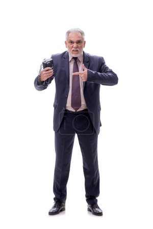 Photo for Businessman talking by phone isolated on white - Royalty Free Image