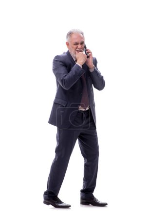 Foto de Empresario hablando por teléfono aislado en blanco - Imagen libre de derechos