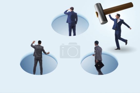 Photo for Game of mole hole in business environment - Royalty Free Image